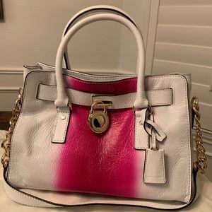 Pink and white Michael Kors leather purse